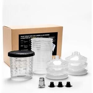 Disposable Paint Spray Gun Cup, Standard 22 Ounce (650ml) Kit with 5 CUP/LID SET